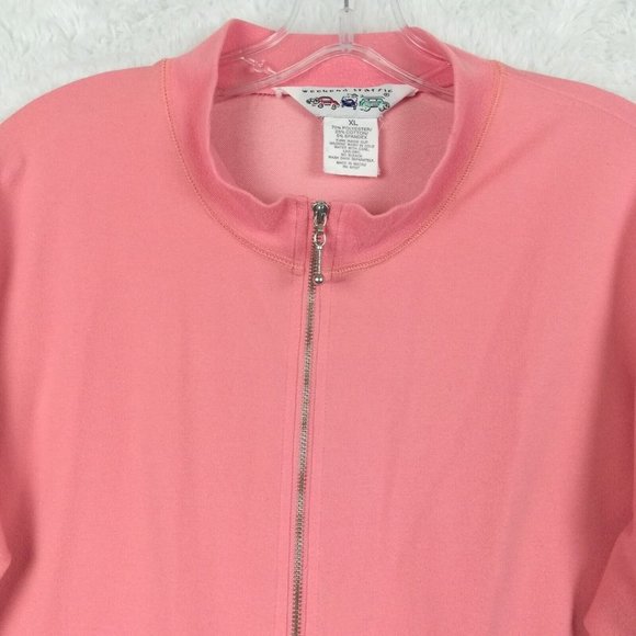 Vintage Weekend‎ Traffic Womens Jacket Sweatshirt Full Zip Pink Mock Neck XL - Picture 6 of 11